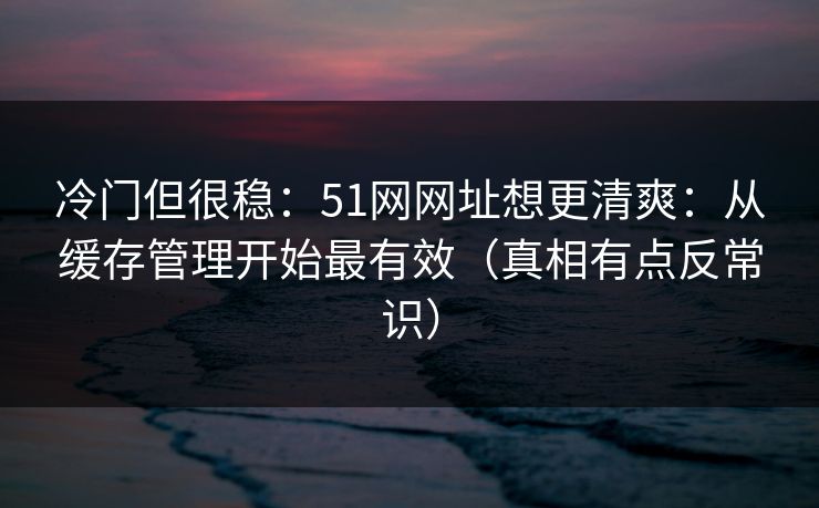 冷门但很稳：51网网址想更清爽：从缓存管理开始最有效（真相有点反常识）