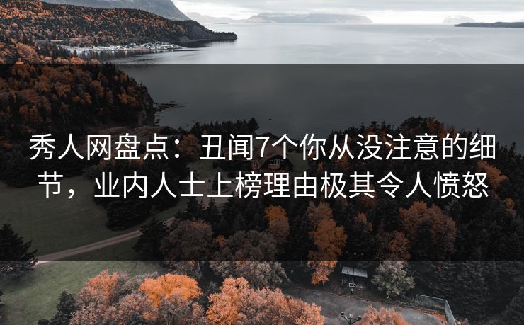 秀人网盘点：丑闻7个你从没注意的细节，业内人士上榜理由极其令人愤怒