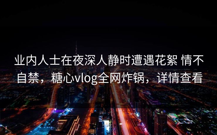 业内人士在夜深人静时遭遇花絮 情不自禁，糖心vlog全网炸锅，详情查看